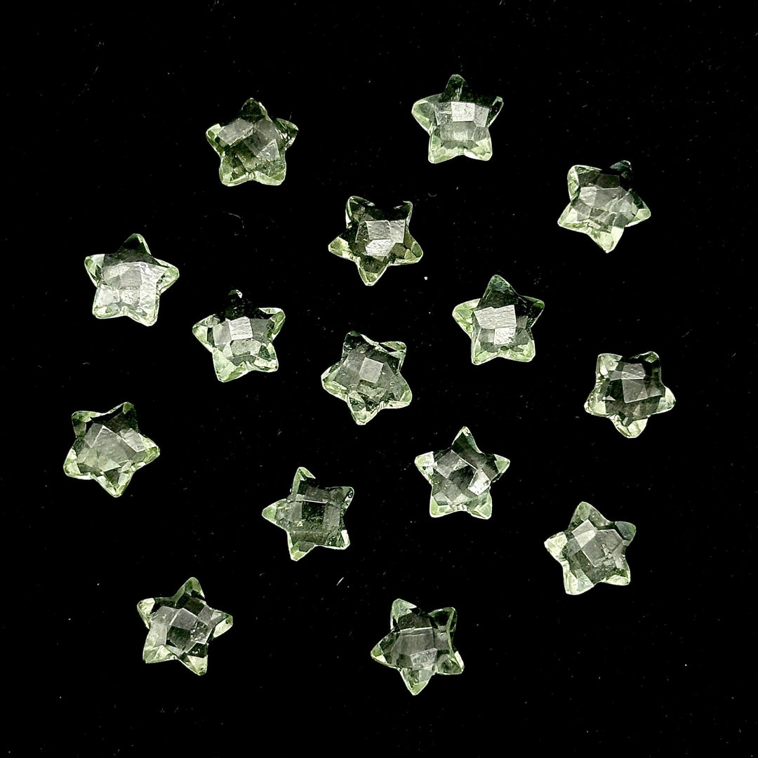 Natural Green Amethyst Stars Shape Briolettes, Amethyst Faceted Star Shape Beads For Jewelry Making, Mini Gemstone Star Charms Beads, 8 MM