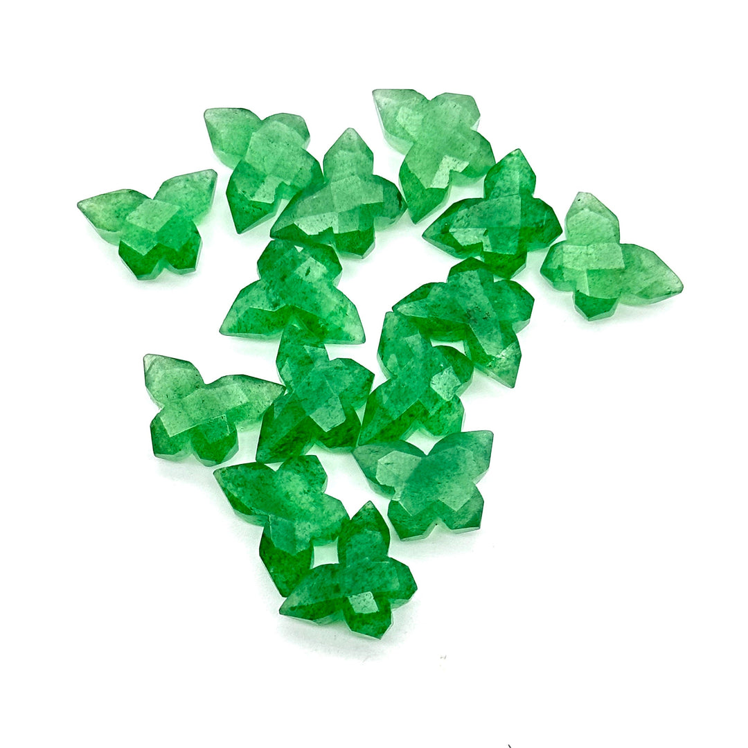 2,3,4,5 pcs Green Strawberry Butterfly Shape Carving, Handmade Carved Butterfly Gemstone, Animal Beads For Jewelry, Fancy Beads 14x10 MM