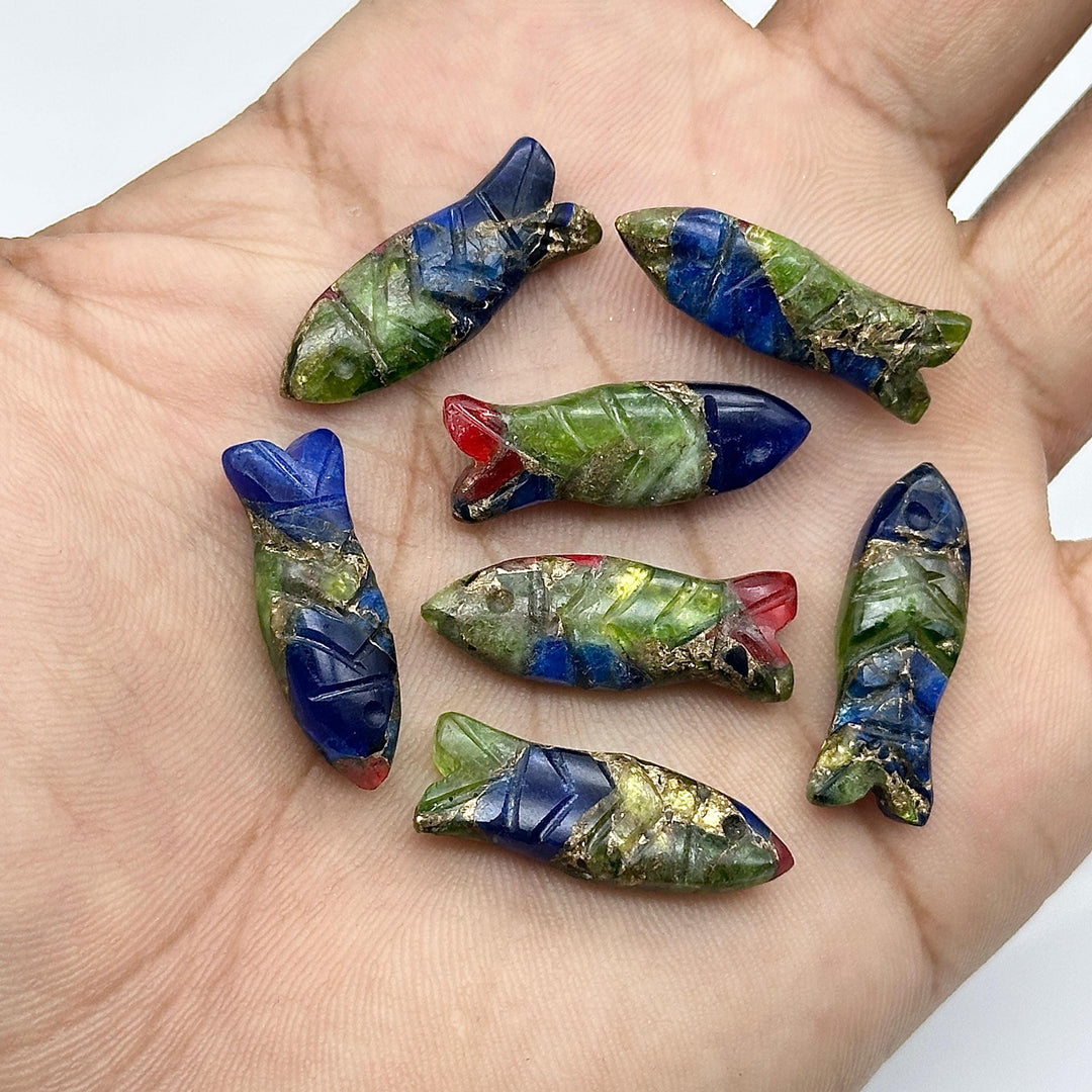 AAA Green, Blue Copper Turquoise Fish Shape Gemstone, Rare Turquoise Fish Shape Beads, Crystals Fish for Jewelry Making, Fish Charms 23X9 MM