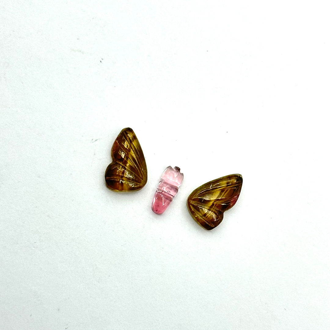 Natural tourmaline Butterfly Shape Carving, Hand carved tourmaline Butterfly loose carving, carved butterfly jewelry for Making 21x9mm.