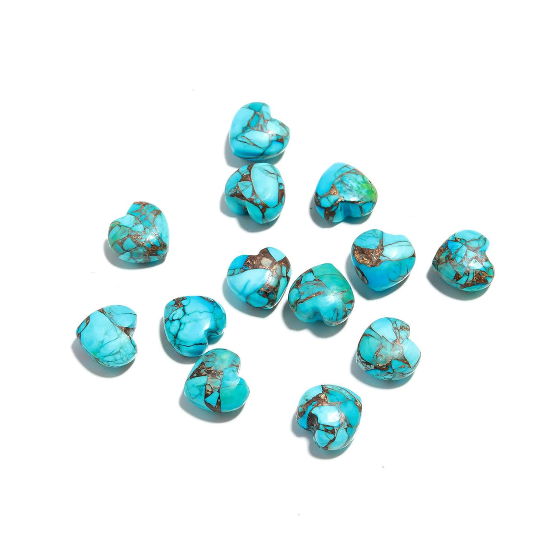 Copper Turquoise Heart Shape Beads, AAA Turquoise Smooth Heart Shape Briolette's, AAA Hand Carved Heart Charm, 8 MM, Mini Heart Craft Beads