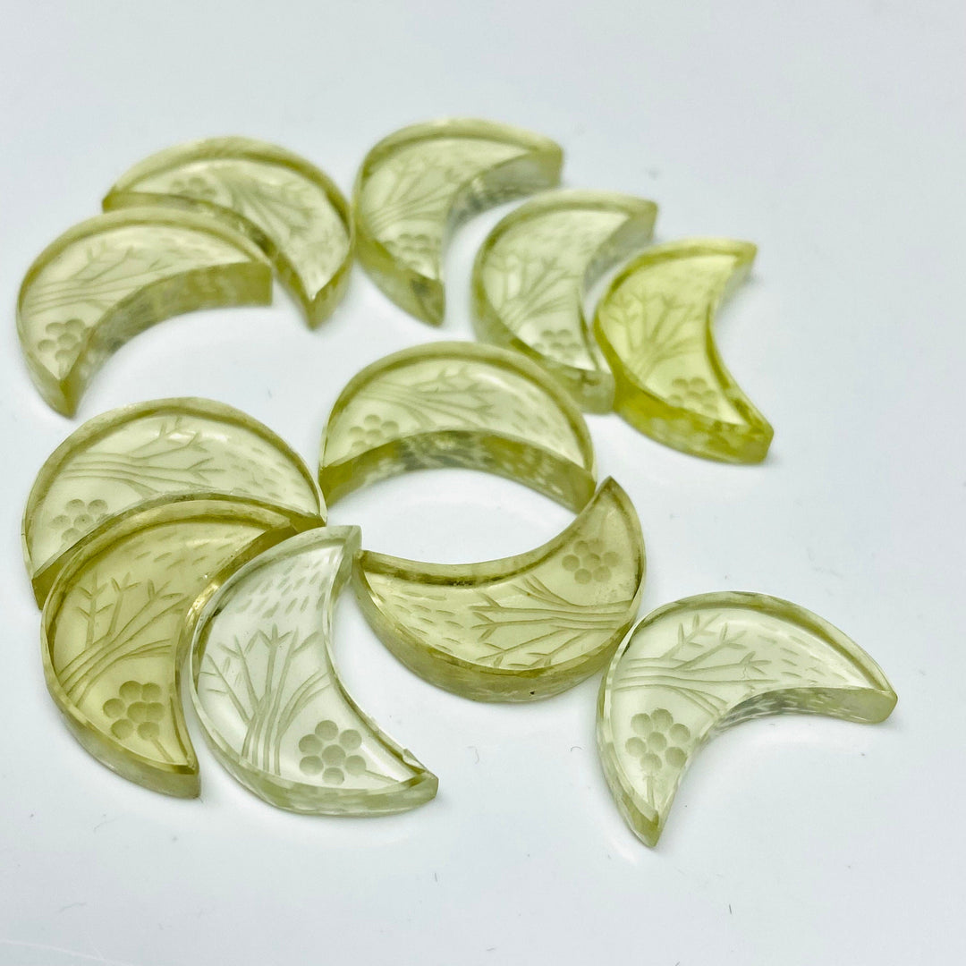 1,2,3,4 Pcs Natural Lemon Quartz Hand Carved moon Shape, Carved moon Shape Gemstone For Jewellery,moon Shape Gemstone, 17mm
