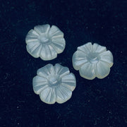 2,3,4,5 Pcs Natural Grey Moonstone Hand Carved Flower Shape, Carved Flower Shape Gemstone For Jewellery, Flower Shape Gemstone, 12 mm