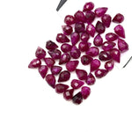 Load image into Gallery viewer, Faceted Ruby Corundum Drop Shape Beads, AAA Red Ruby Teardrop Beads, Hand Carved Gemstone Beads, 6X8 - 7X9 MM, Earring Making Red Dyed Beads