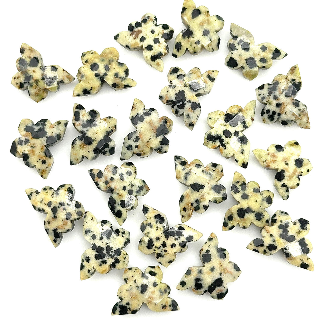 Natural Dalmation Jasper Butterfly Beads, Carved Gemstone Beads, Faceted Gemstone Carving Beads, Jewelry Making Wholesale Beads 14x10 MM