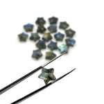 Load image into Gallery viewer, Flashy Labradorite Star Beads: Carved Gemstone Charms (10mm)