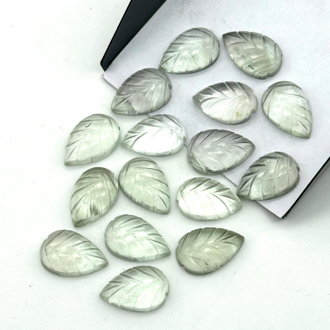 AAA Green Amethyst Leaf Shape Briolettes, Amethyst Hand Carved Leaf Shape Gemstone Beads, Green Leaf Beads, 14 MM Loose Leaf Charms