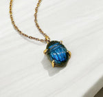Load image into Gallery viewer, Flashy Labradorite Carved Scarab Necklace, Natural Labradorite Hand Gemstone Necklace, Sterling Silver Necklace, 16 MM Scarab, Gift For Her