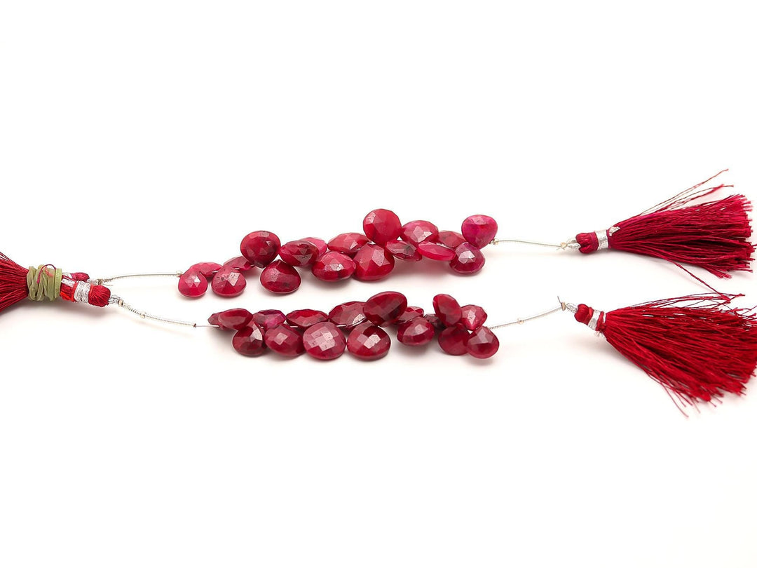Ruby Faceted Heart Shape Beads, Red Ruby Corundum Heart Shape Carved Beads, 9-12 MM Hand Carved Heart Beads for Jewelry & Craft Making