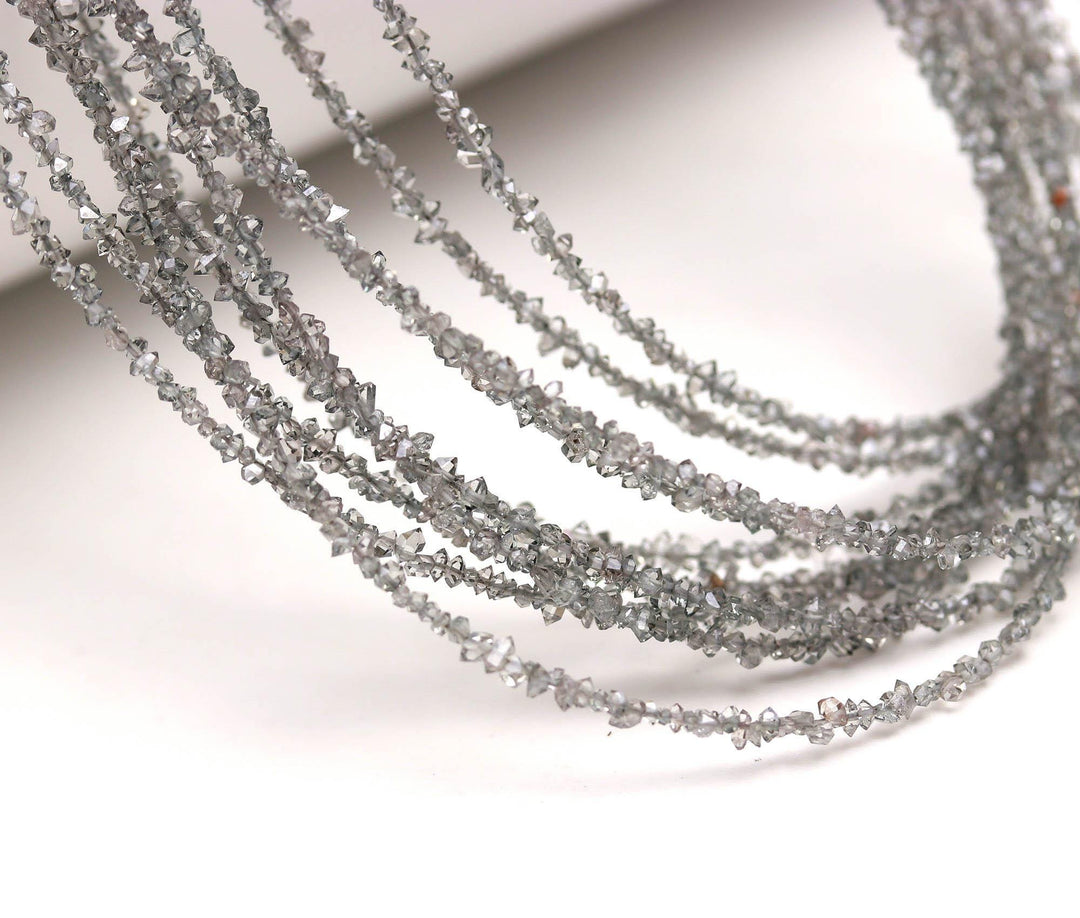 Grey Herkimer Diamond Quartz Beads: Raw Uncut Nuggets, 2-3mm