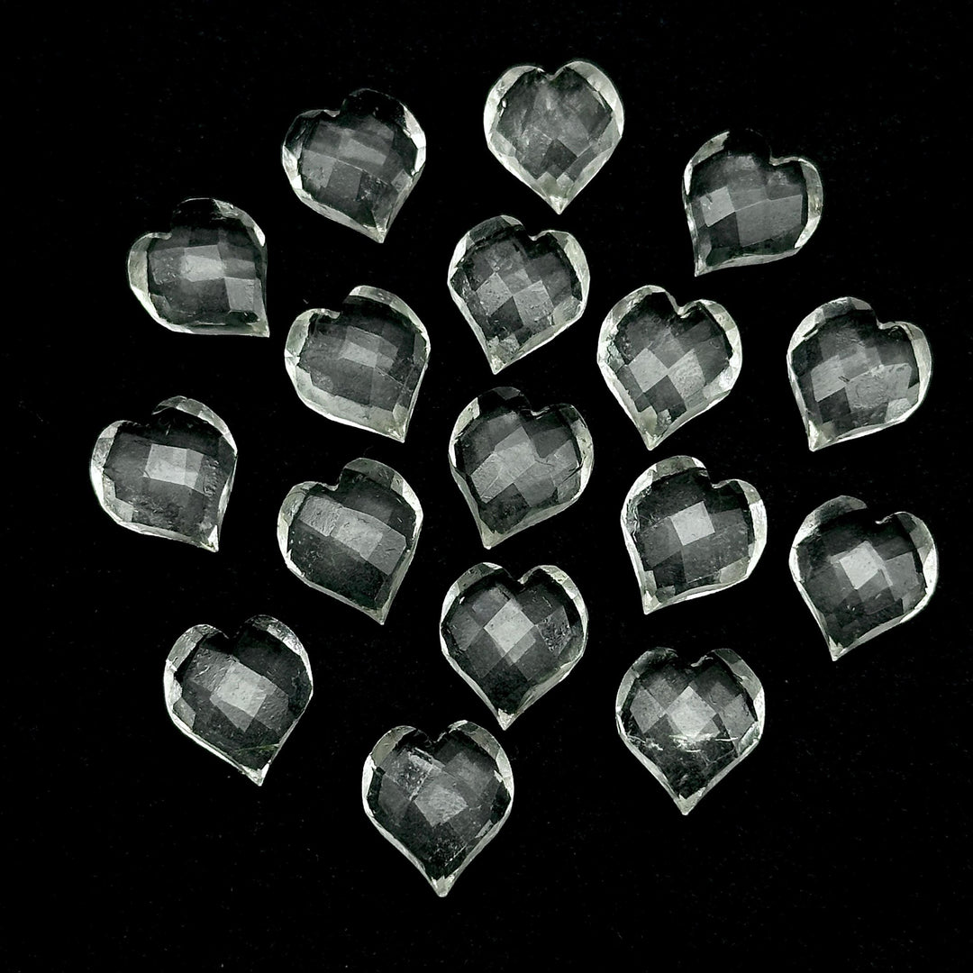 AAA Crystal Quartz Heart Shape Beads, Clear Quartz Hand Carved Heart Charms for Jewelry Making, Faceted Heart Shape Briolette's, 13 MM