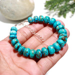 Load image into Gallery viewer, Blue Copper Turquoise Beaded Bracelet, Smooth Carved Turquoise Rondelle Beads Bracelet, Bohemian Beads, Gift for Her, Everyday Jewelry