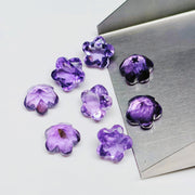 2,3,4,5 Pcs Natural Amethyst flower Shape Briolettes, Hand Carved Fancy shape  Briolettes,  Fancy Shape Gemstone, Carved Briolettes, 10 mm