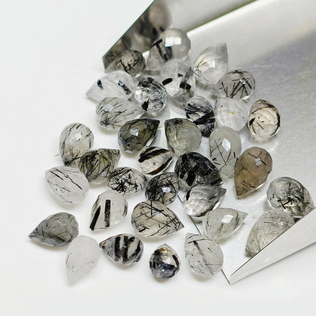 Natural Black Rutile Gemstone Drops: AAA Quality Jewelry Making (3X5-7X4.5mm)