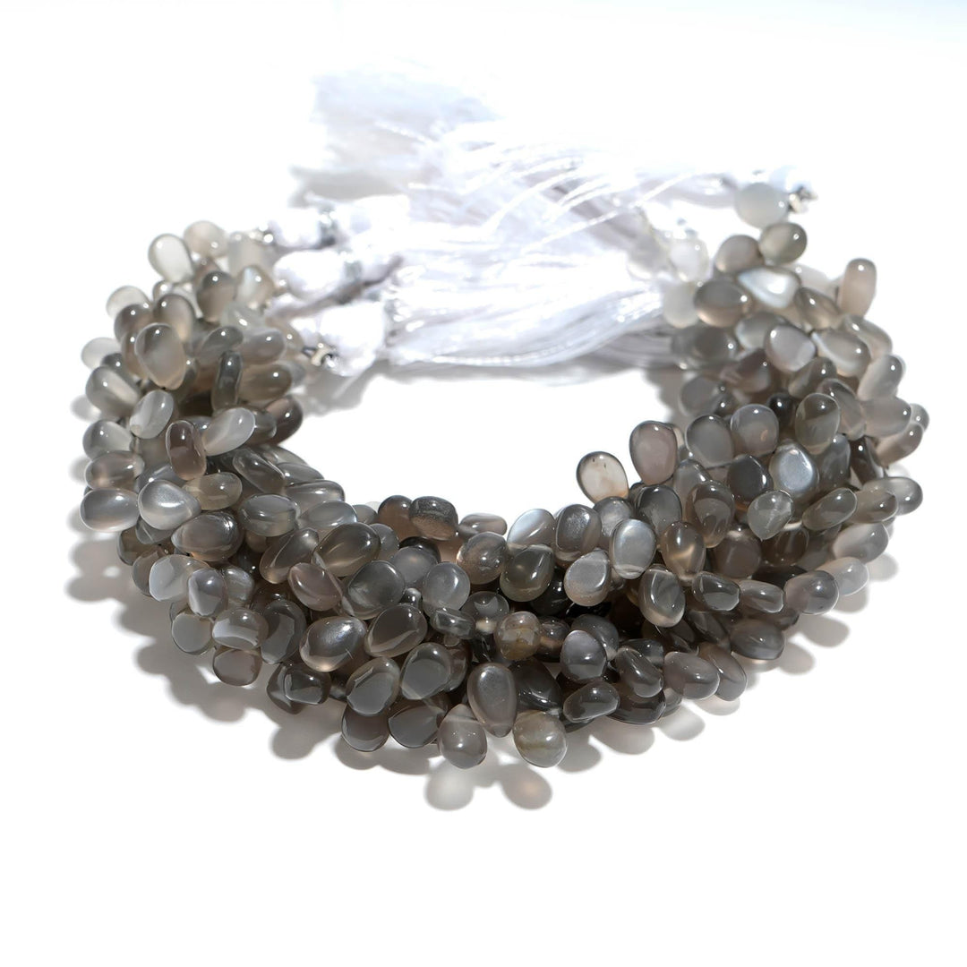 Natural Gray Moonstone Pear Shape Beads, Moonstone Smooth Pear Shape Briolette's for Jewelry Making, 7 Inch Strand, 7 MM approx