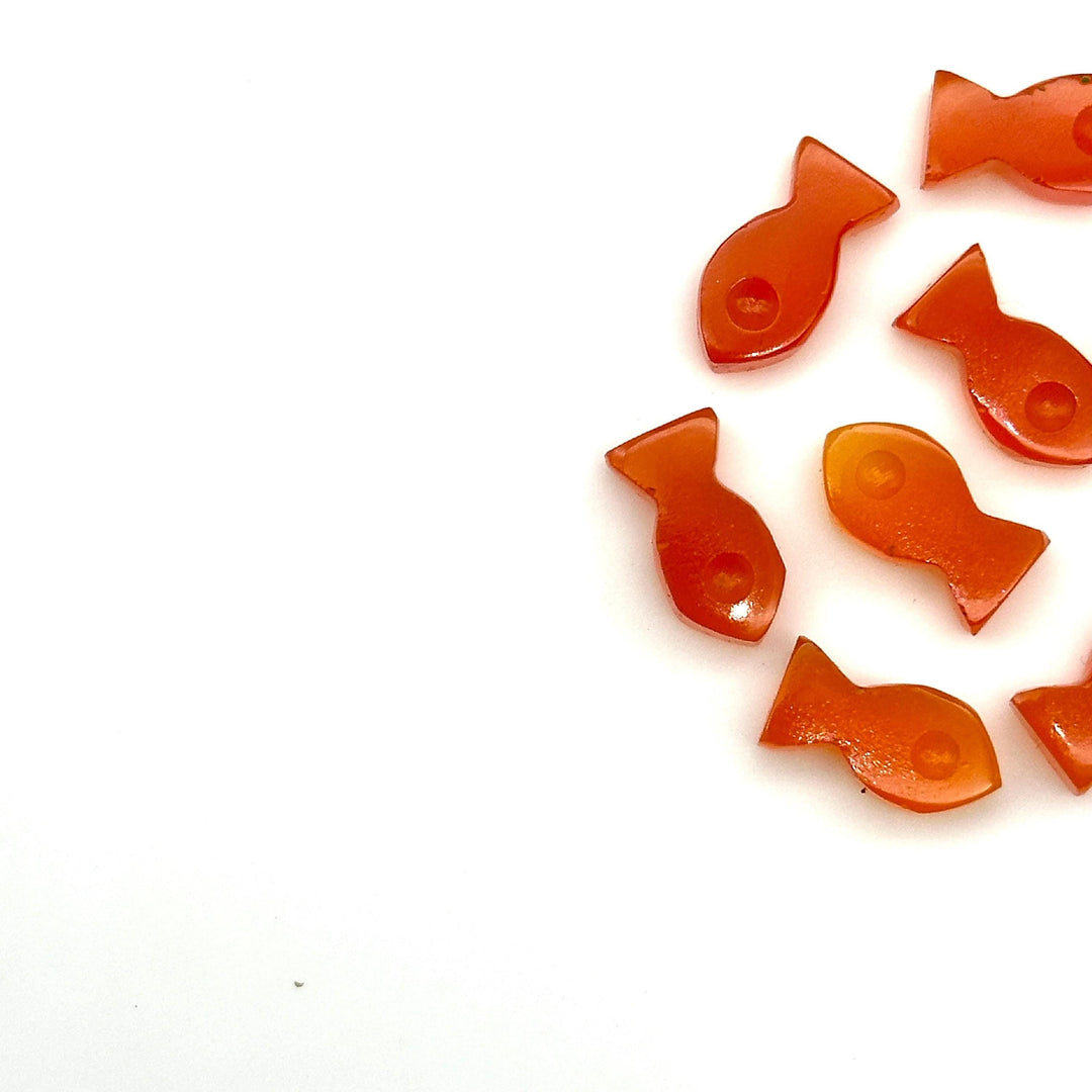 Natural Carnelian Fish Charm Beads, Fancy Fish Shape Carved Gemstone, 7X14 MM Loose Gemstone Fishes For Jewelry Making, Fish DIY Beads