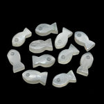 Load image into Gallery viewer, Natural White Moonstone Fish Charm, Fancy Fish Shape Carved Gemstone, 7X14 MM Loose Gemstone Fishes, Rare Fish Charms for Jewelry Making