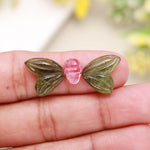 Load image into Gallery viewer, Carved Tourmaline Butterfly Stone: Green &amp; Pink Healing Crystal (15-10 MM, 3 Stones)