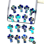 Load image into Gallery viewer, Copper Blue Turquoise Cross Shape Beads ~ Healing &amp; Protection Gemstone Beads ~ Faceted Blue Turquoise Beads ~ 15 MM Cross Charm Beads