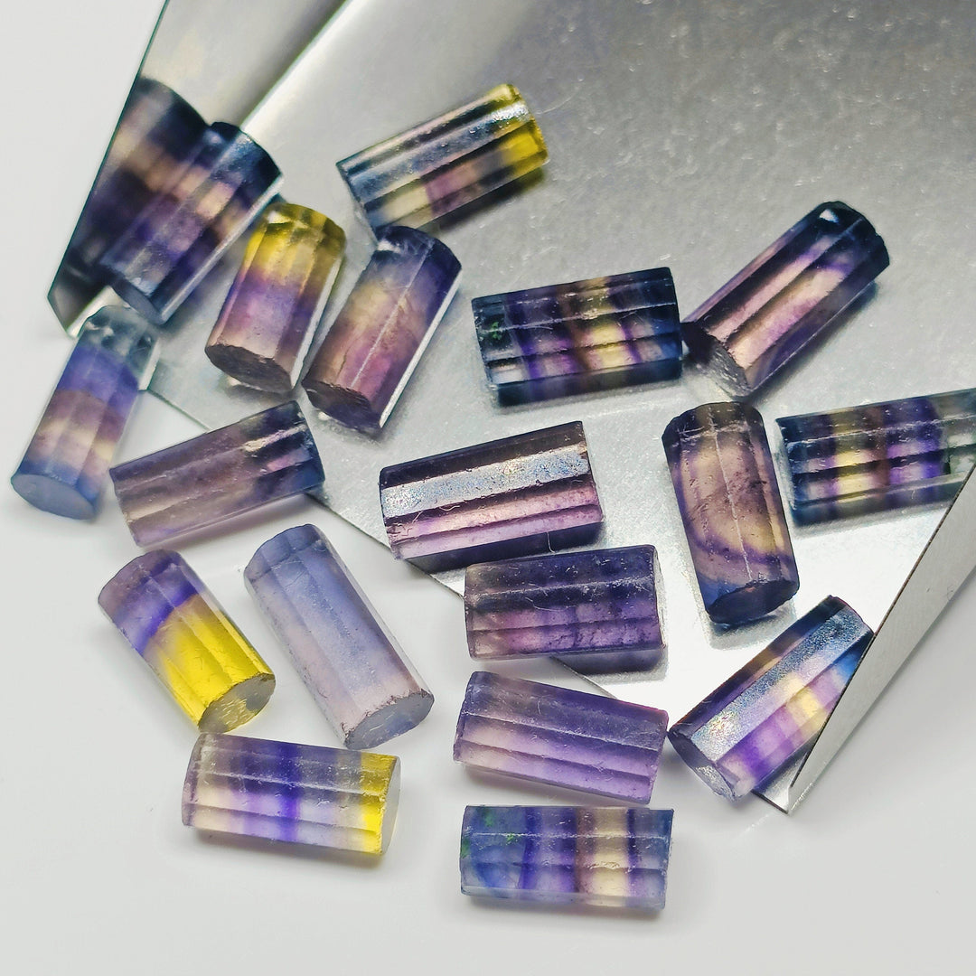 2,3,4,5 pcs  100% Natural Fluoride Faceted Pipe Shape Loose Gemstone, Fluoride Loose Gemstone, Gemstone For Jewlery 10X6 mm