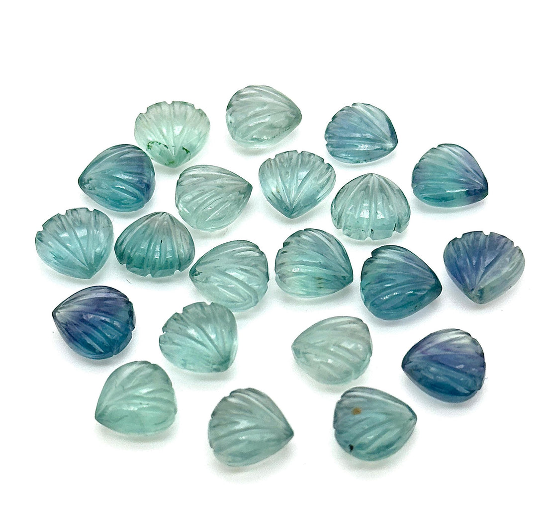 Cute Tiny Green Fluorite Shell Shape Beads, 8 MM Hand Carved Fluorite Seashell, Tiny Carved Beads, Shell Charms, Jewelry Making Gemstones