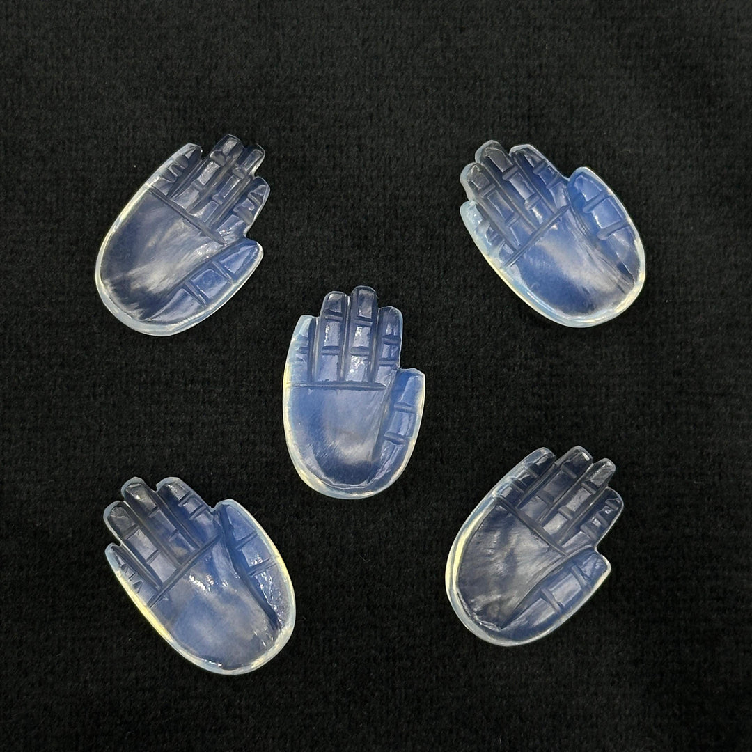 Flashy Opalite Hamsa Shape Carved Stone, 25 MM Palm Shape Gemstone, Hand Charms for Jewelry Making, Hamsa Charm Beads, Carved Crystal