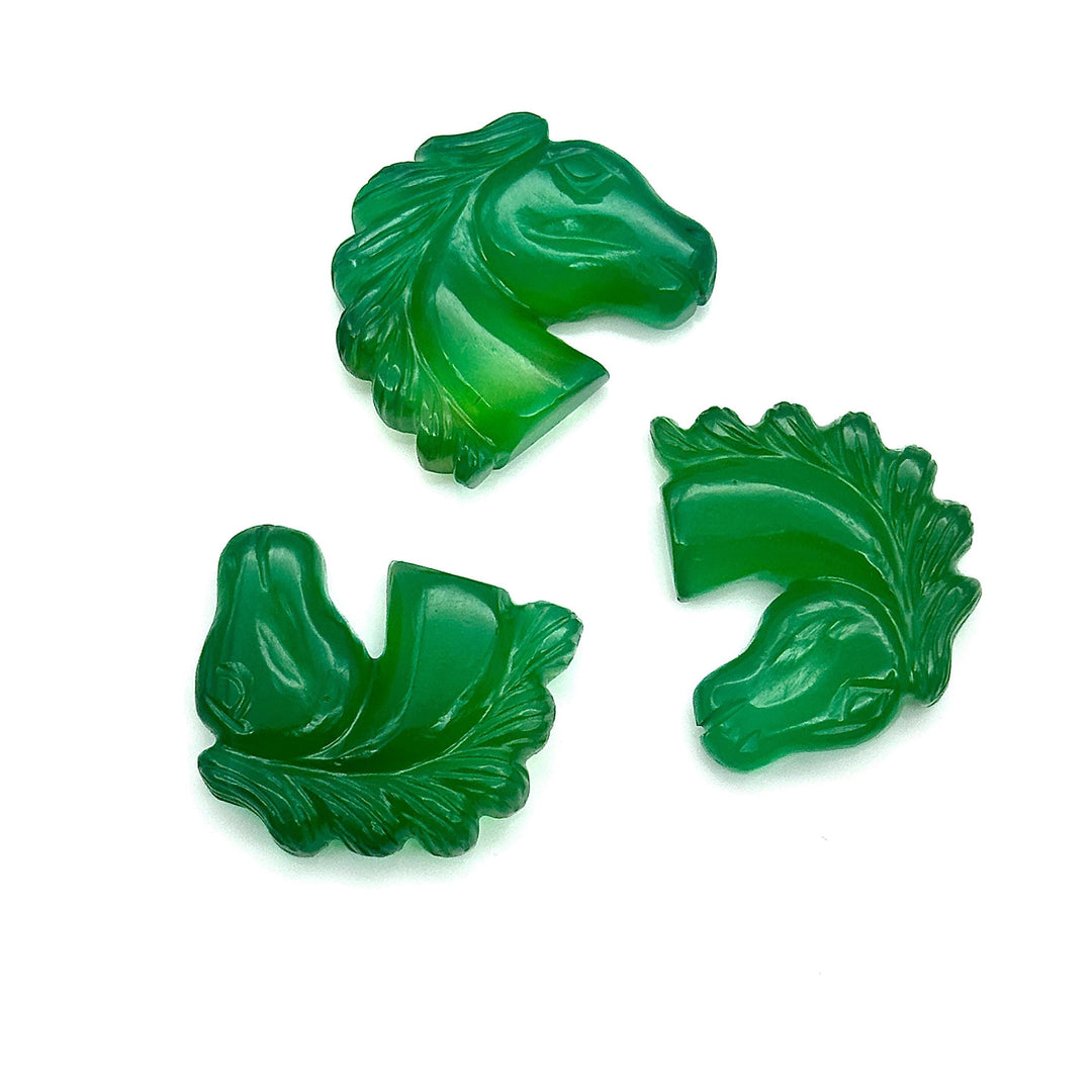 Hand Carved Green Onyx Horse Gemstone: Animal Carving (21 MM)