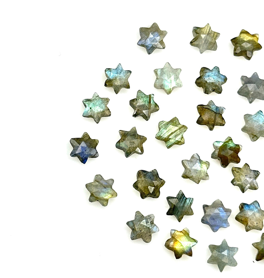 Flashy Labradorite Little Stars, Natural Labradorite Star Shape Beads, 6 MM Star Shape Gemstone for Jewlery, 6 Sides Carving Star Beads
