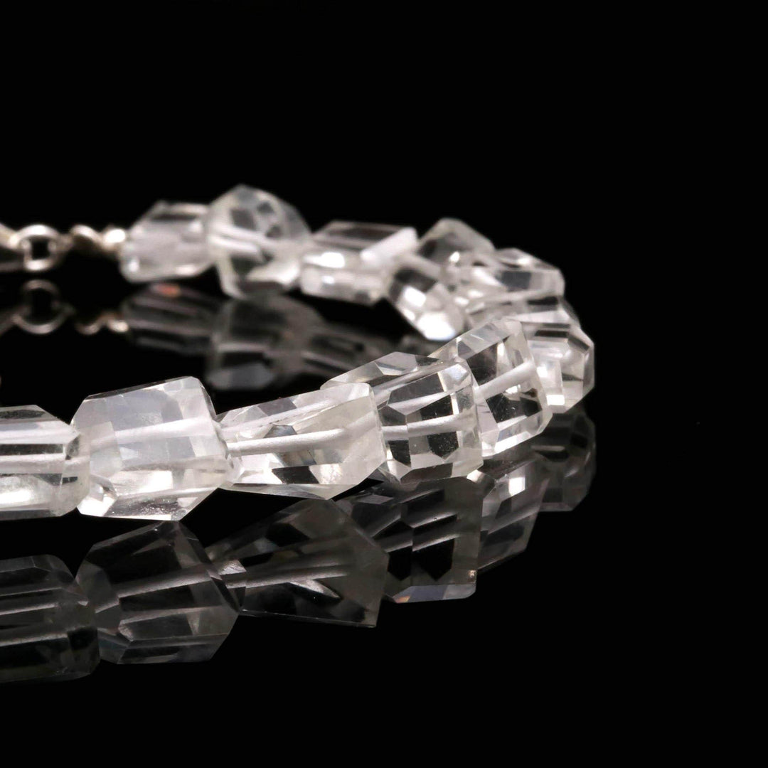 AAA Crystal Quartz Faceted Tumble Beads Bracelet, Crystal Quartz Nuggets Shape Beads Bracelet, Jewelry Gifts, Fancy Jewelry for Girls, 8 MM