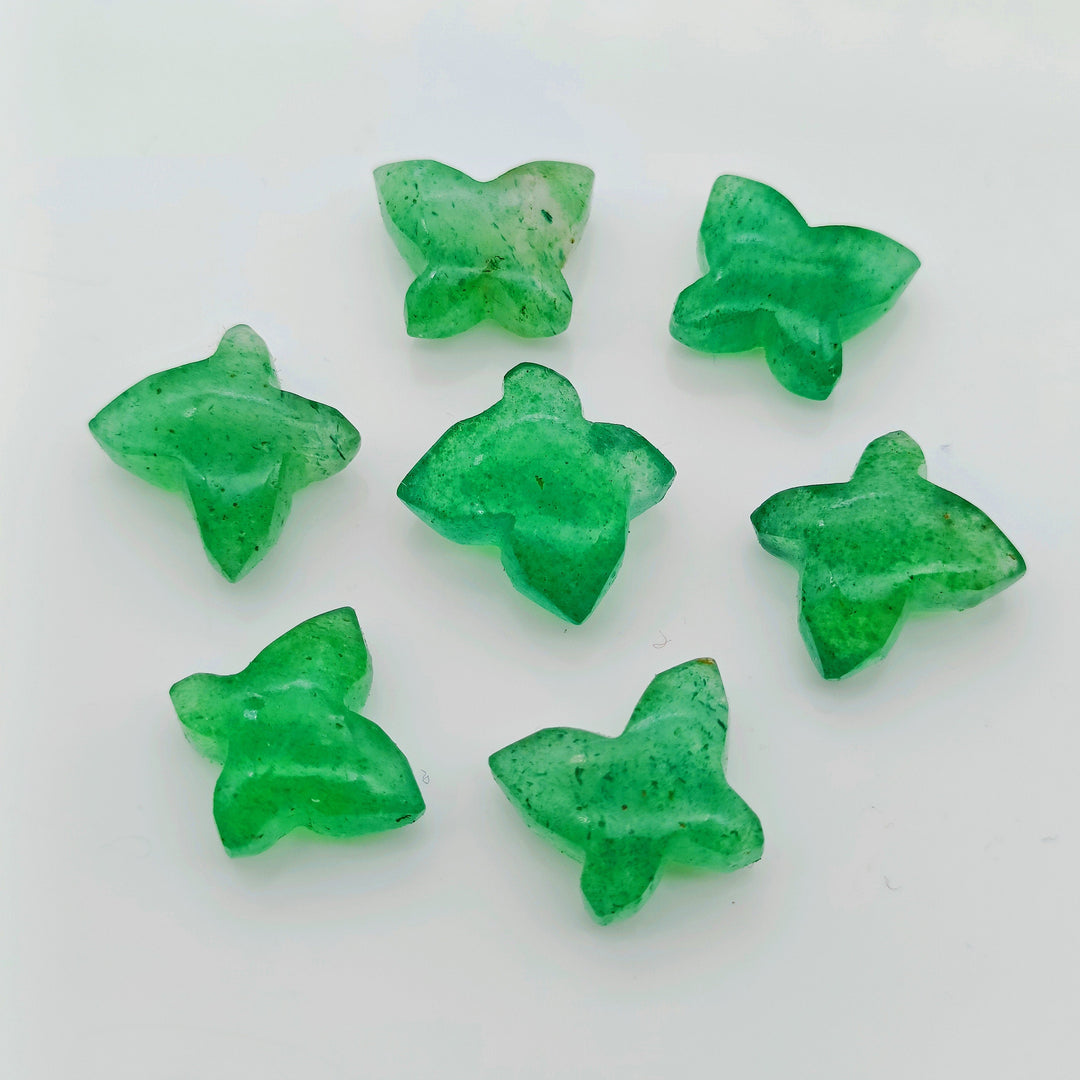 Carved Green Strawberry Butterfly Gemstone Beads: 14mm Charms