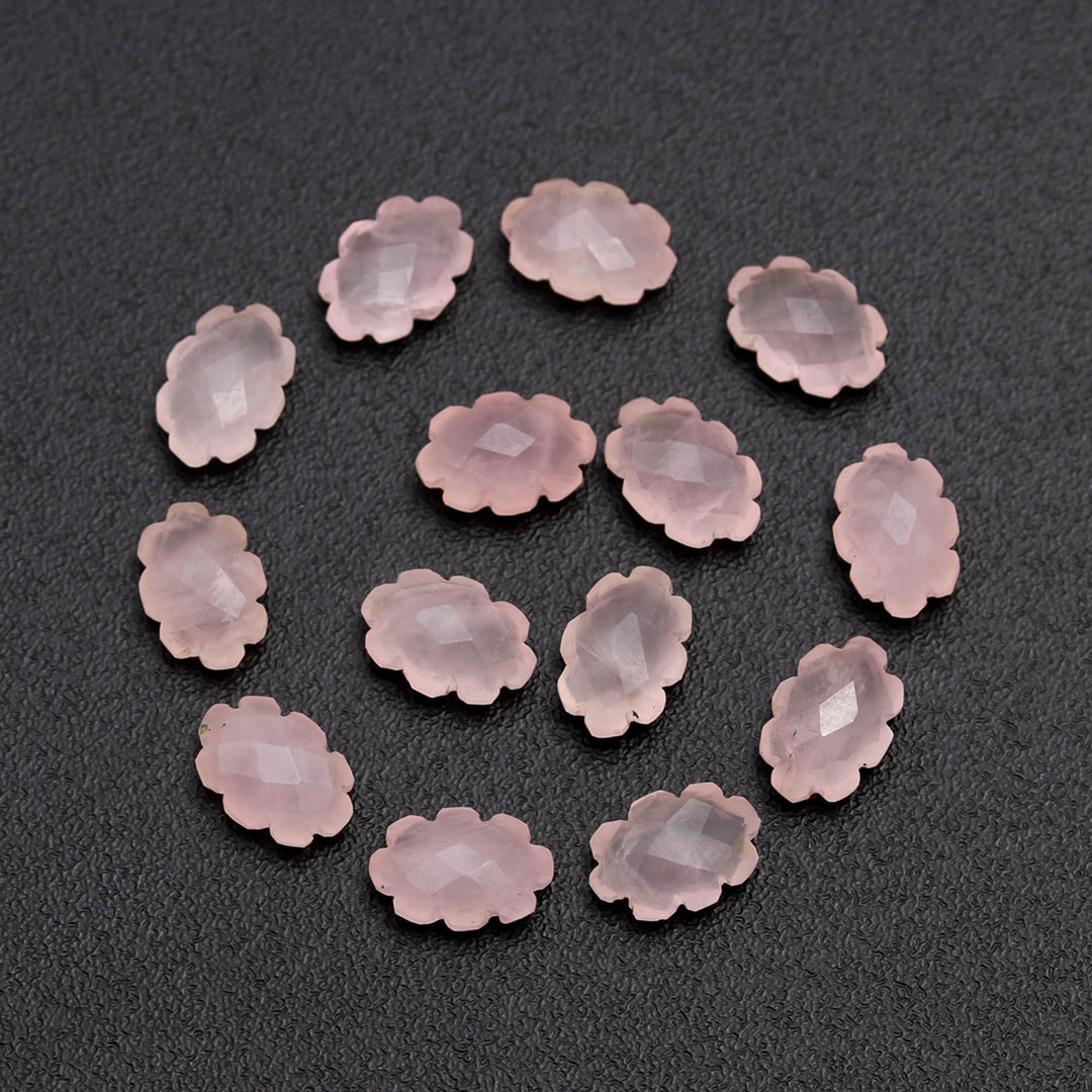 Natural Rose Quartz Clouds Shape Beads, Faceted Rose Quarz Cloud Shape Beads, Carved Cloud Shape Charms, 12 MM, Loose Carved Briolettes