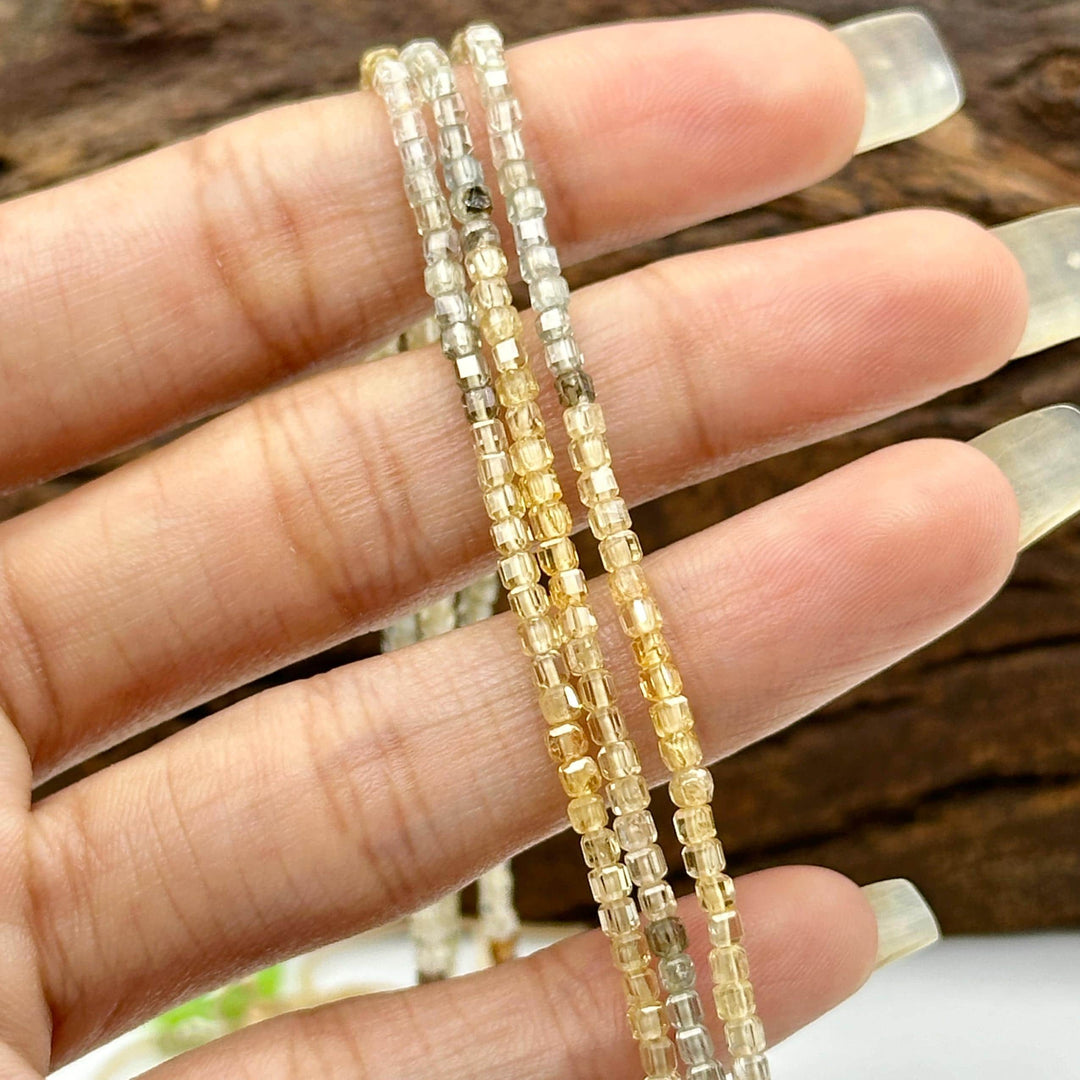 Multi Zircon Box Beads: 3mm Cube Gemstone Strand, 13 Inch