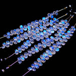 Load image into Gallery viewer, Faceted Rainbow Moonstone Pear Beads: AAA Briolettes, 4 Inch Strand