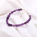 Load image into Gallery viewer, Natural Amethyst Tumble Beads Bracelet, Purple Amethyst Smooth Nuggets Shape Beads Bracelet, February Birthstone Jewelry Gifts, 8 MM