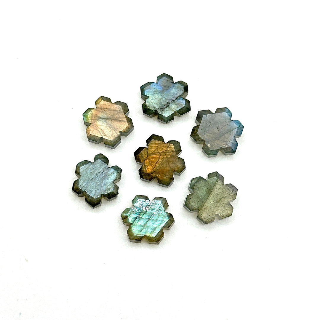 Natural Labradorite Flower Shape Beads, Hand Carved Flower Shape Gemstone, Flashy Labradorite Carving Beads, 11 MM Loose Beads for Jewelry