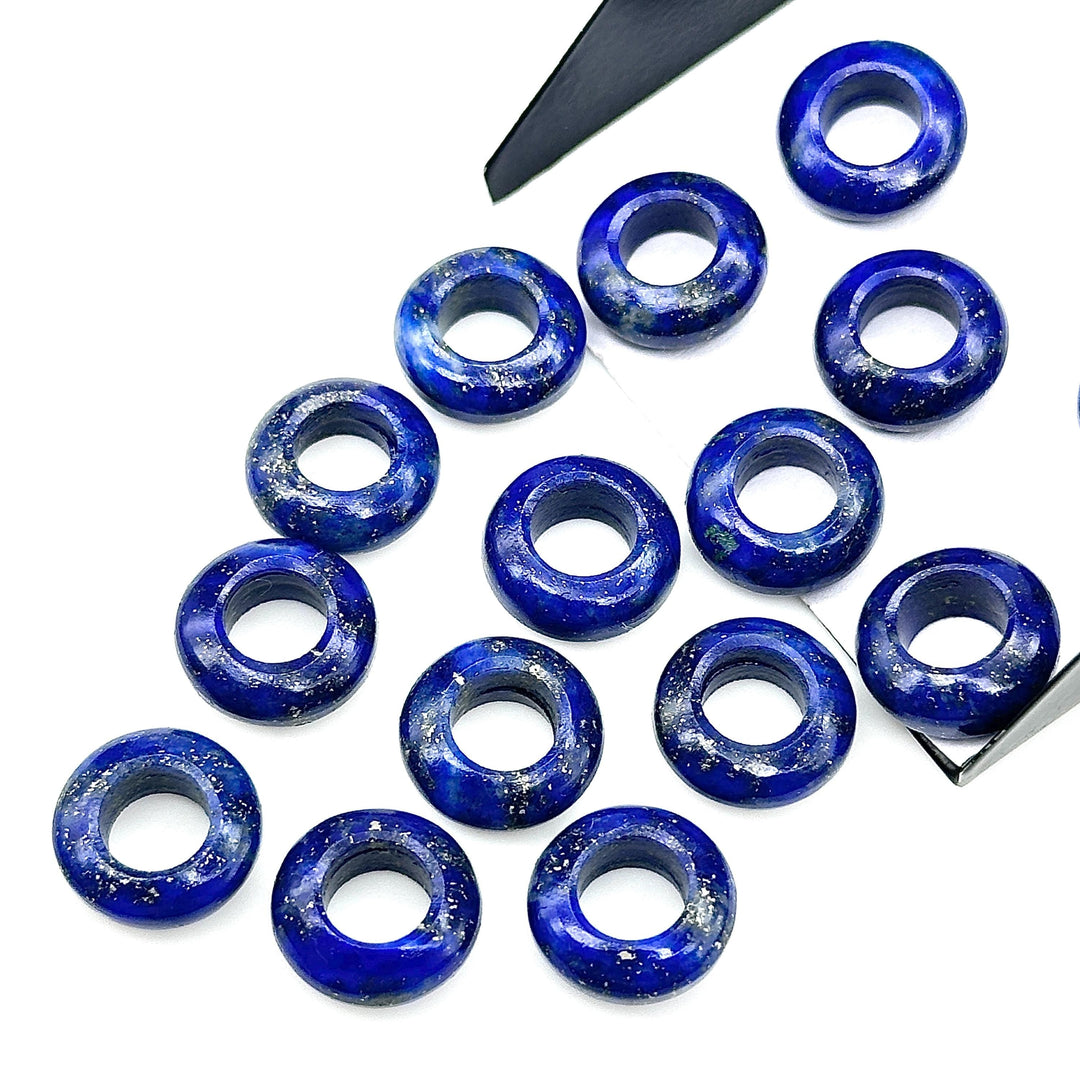 AAA Quality Lapis Lazuli Donut Shape Stones, Natural Lapis Lazuli Donut Carving, Healing Gemstone Beads, 12 mm Blue Donut Smooth Beads