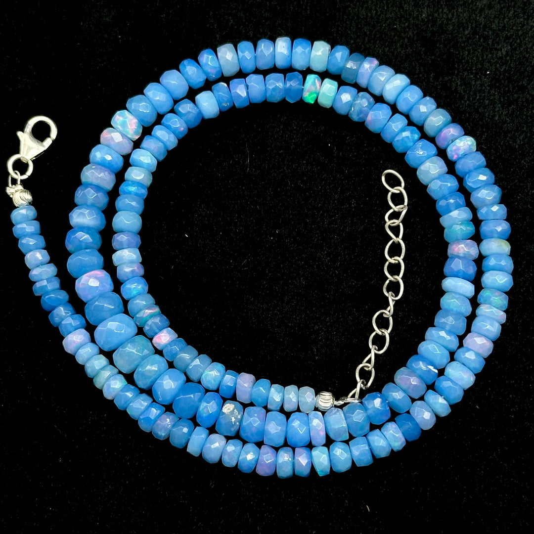 Beautiful Lavendar Opal Fire Beads Necklace, Flashy Faceted Rondelle Beads Necklace, 4-6 MM Healing Gemstone Necklace, Bridesmaid Gifts