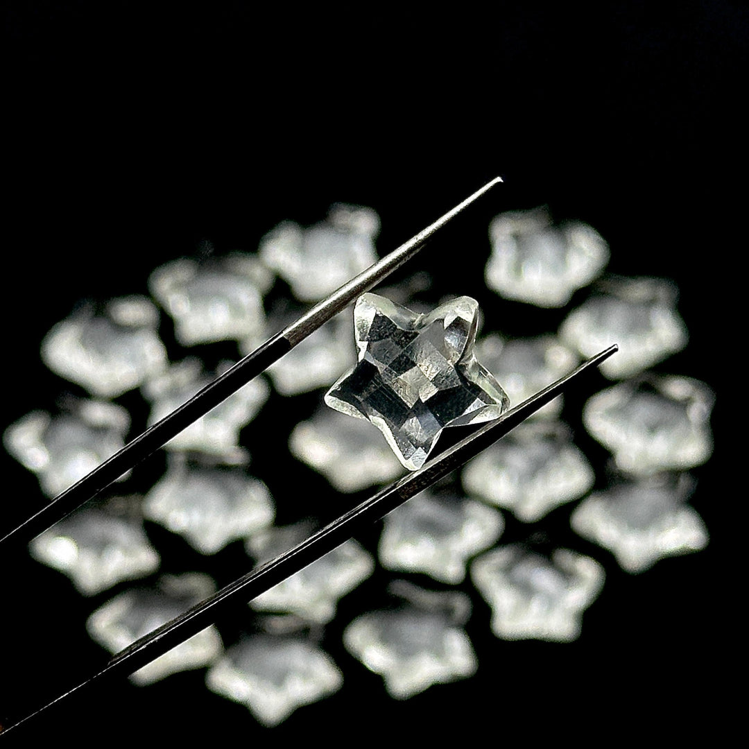 Natural Crystal Quartz Star Shape Briolettes, AAA Clear Quartz Faceted Star Beads, Wholesale Loose Beads for Jewelry, 12 MM, Star Crystals