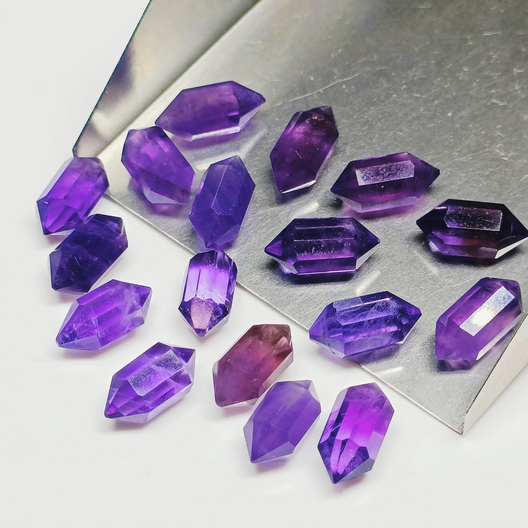 Natural Amethyst Faceted Pencil Shape Gemstone, AAA Amethyst Loose Gemstone Beads, Double Point Pencil Shape Charm Beads, 10 MM