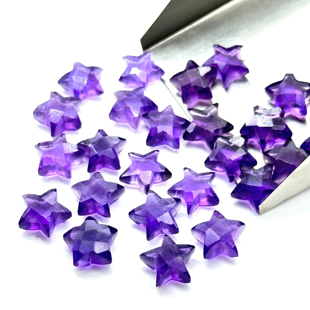 AAA Purple Amethyst Star Shape Briolettes, Natural Amethyst Carved Star Shape Gemstone Beads, Loose Amethyst Star Charms for Jewelry, 10 MM
