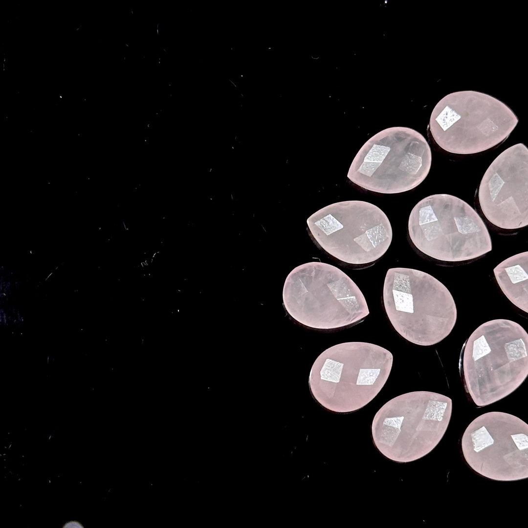 AAA+ Quality Rose Quartz Faceted Pear Shape Beads, 9X12 MM Natural Rose Quartz Briolette's Beads, Matched Pairs, Jewelry Making Beads
