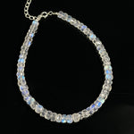 Load image into Gallery viewer, Top Quality Rainbow Moonstone Beads Bracelet, Natural Blue Flash Beads Bracelet, White Rainbow Bracelet, Gemstone Silver Anklet For Girls