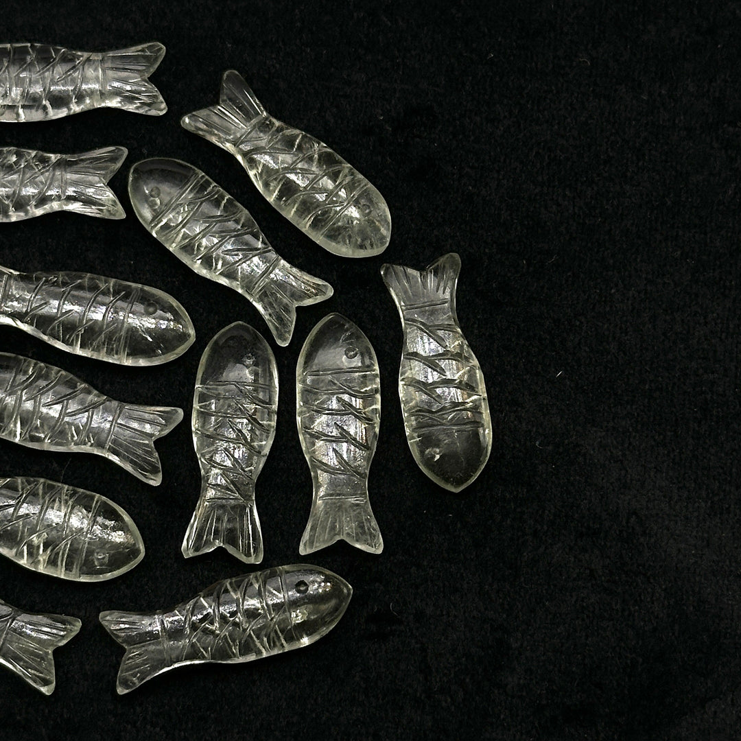 Natural Green Amethyst Fish Carving Beads, Fish Shape Carved Gemstone Briolette's, Chakra Healing Fish Beads, 30X10 MM Jewelry Making