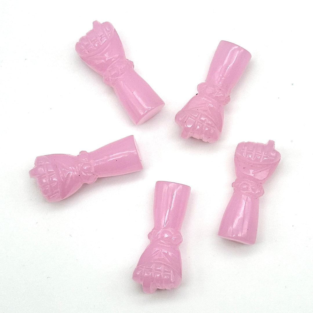Amazing Pink Chalcedony Hand Shape Carving, Handmade Punch Shape Stone, 27 MM Loose Hand Fist Charm For Jewelry Making, Hamsa Charms Beads