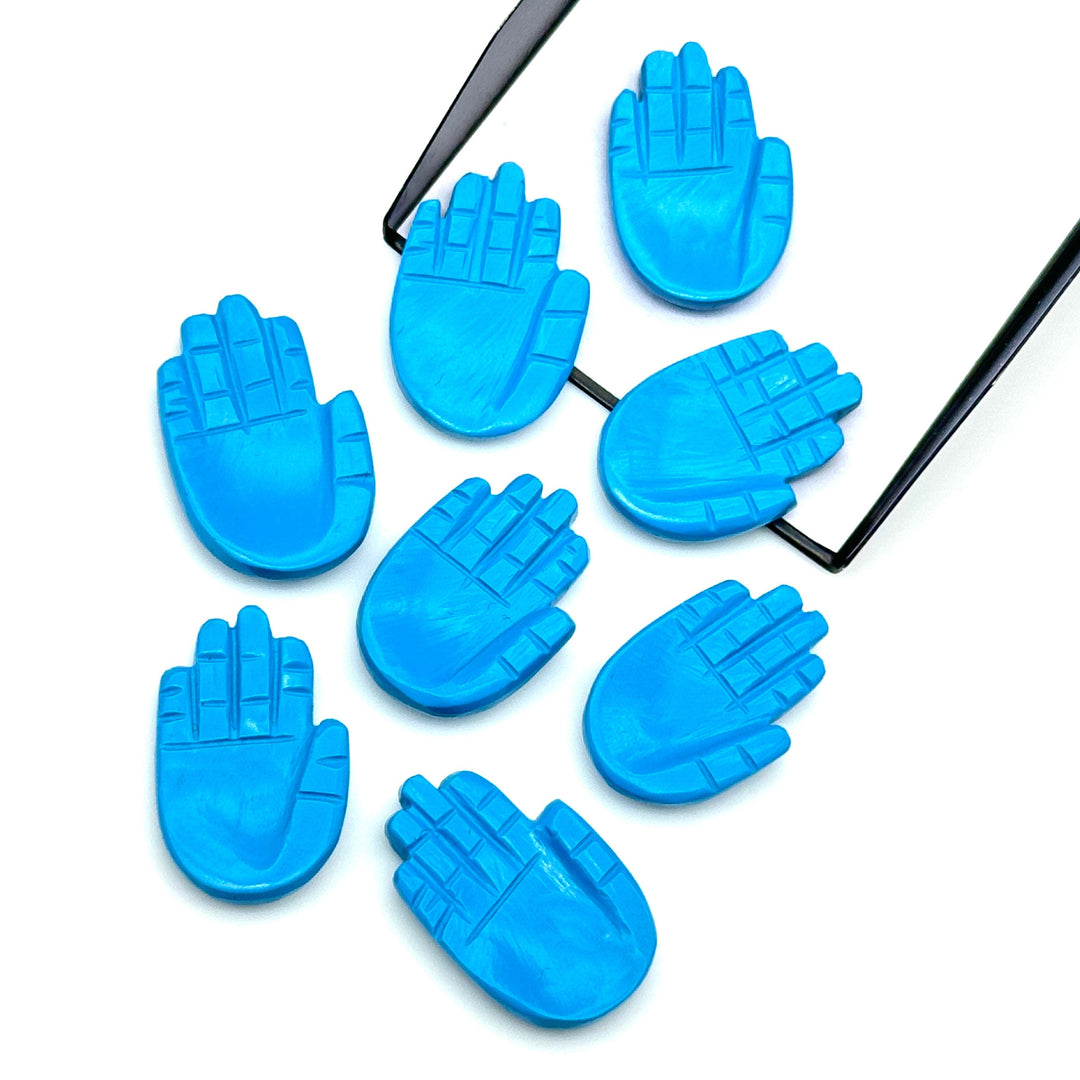 Blue Turquoise Hamsa Shape Carving Gemstones, 25 MM Palm Shape Gemstone, Healing Power Of Hamsa, Hand Carved Jewelry Making Charms