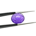 Load image into Gallery viewer, Natural Amethyst Evil Eye Beads, Hand Carved Gemstone Beads, Loose Oval Eye Beads, Evil Eye Charm Beads, Loose Carving Beads 10X12 MM
