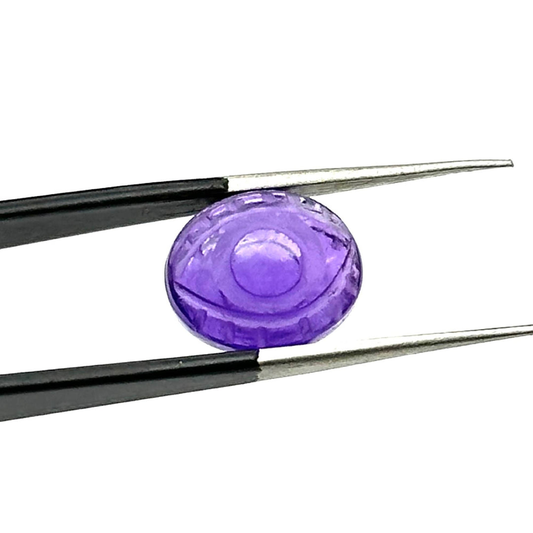 Natural Amethyst Evil Eye Beads, Hand Carved Gemstone Beads, Loose Oval Eye Beads, Evil Eye Charm Beads, Loose Carving Beads 10X12 MM