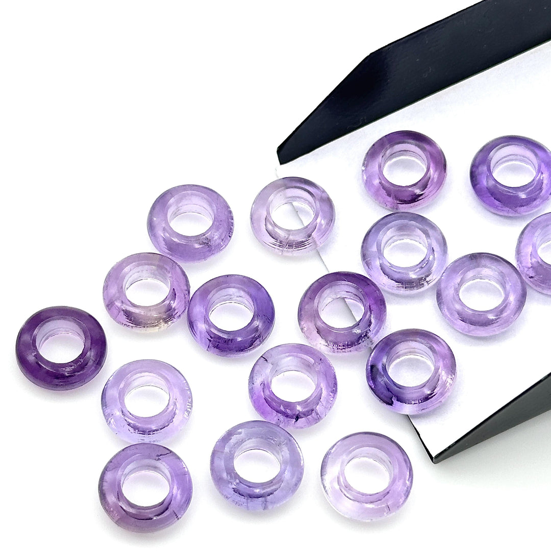 Dazzling Pink Amethyst Donut Shape Gemstones, Natural Pink Amethyst Donut Carving, Healing Gemstone Beads, 12 mm Purple Donut Smooth Beads