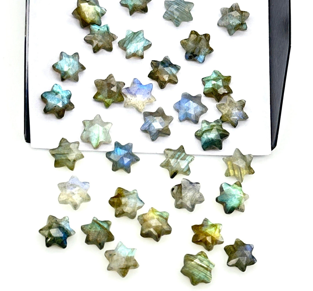 Flashy Labradorite Little Stars, Natural Labradorite Star Shape Beads, 6 MM Star Shape Gemstone for Jewlery, 6 Sides Carving Star Beads