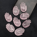 Load image into Gallery viewer, Natural Rose Quartz Hamsa Shape Carving Gemstones, 25 MM Palm Shape Gemstone, Healing Power Of Hamsa, Hand Carved Jewelry Making Charms